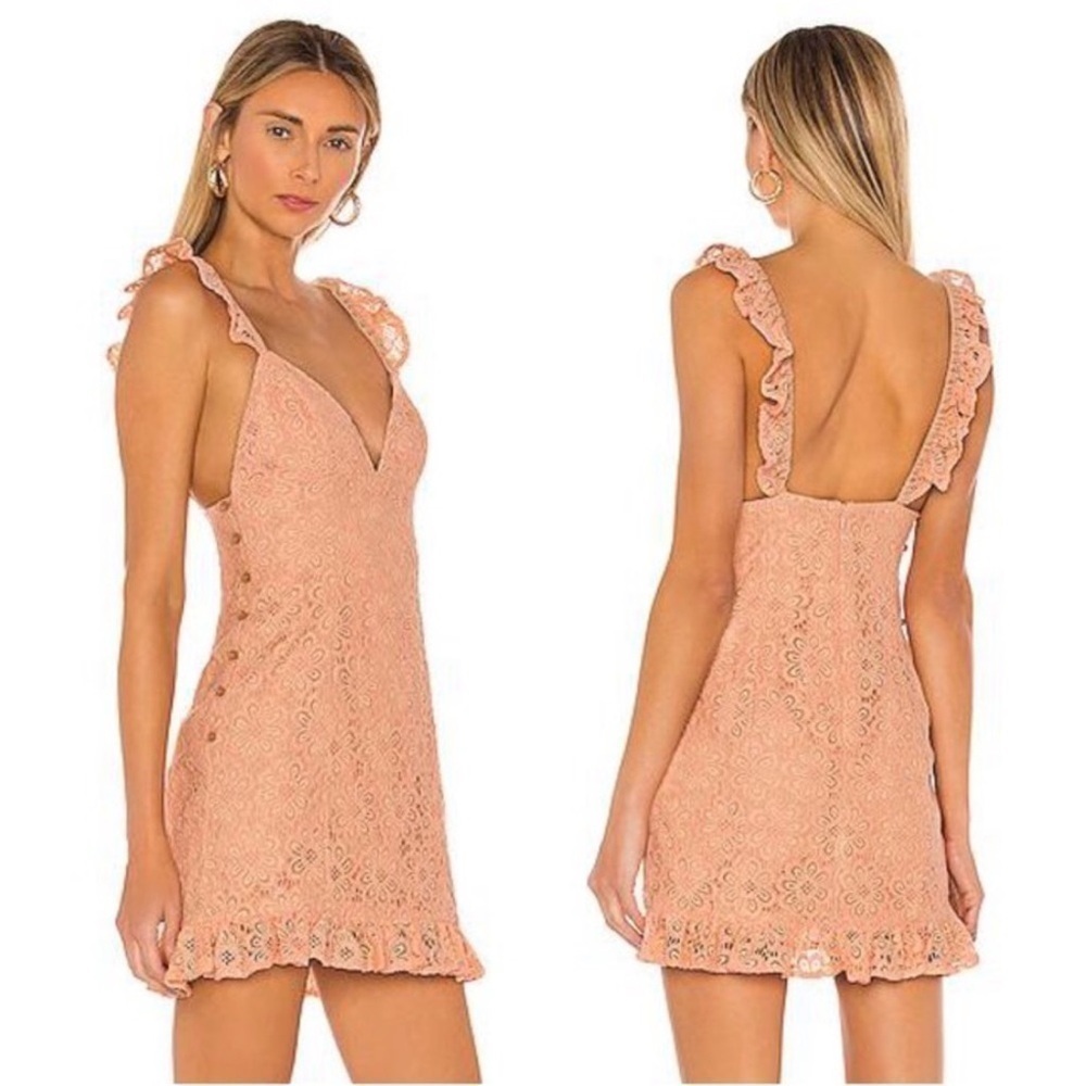 MAJORELLE Sunny Daze Dress peach lace Barbiecore women’s size XS feminine ruffle
